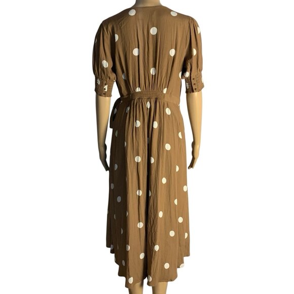 Maeve Anthropologie Bernice Midi Polka Dot Wrap Dress Sz 8P 8 with Pockets - Picture 12 of 14